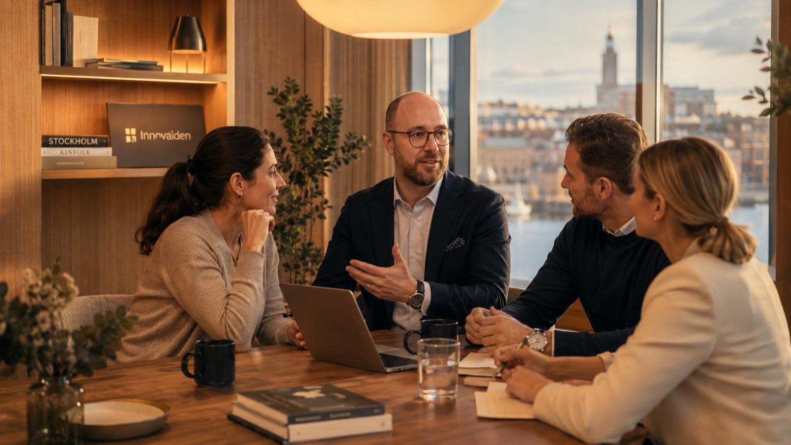 Dritan Saliovski with the Innovaiden Stockholm team in conversation